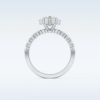 0.78 CT Halo & Pave Engagement Ring Featuring Princess Moissanite