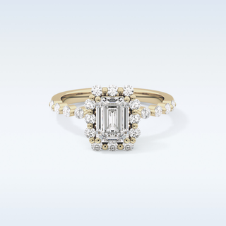 1.02 CT Halo & Pave Engagement Ring Featuring Emerald Moissanite