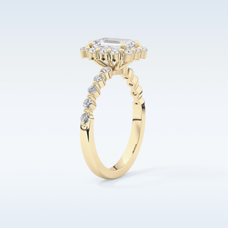 1.02 CT Halo & Pave Engagement Ring Featuring Emerald Moissanite