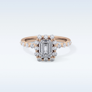 1.02 CT Halo & Pave Engagement Ring Featuring Emerald Moissanite