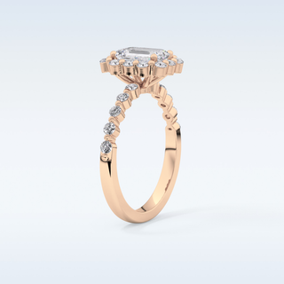 1.02 CT Halo & Pave Engagement Ring Featuring Emerald Moissanite