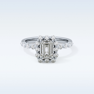 1.02 CT Halo & Pave Engagement Ring Featuring Emerald Moissanite