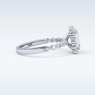 1.02 CT Halo & Pave Engagement Ring Featuring Emerald Moissanite
