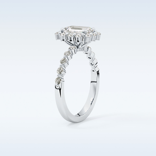 1.02 CT Halo & Pave Engagement Ring Featuring Emerald Moissanite