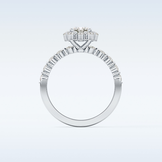 1.02 CT Halo & Pave Engagement Ring Featuring Emerald Moissanite