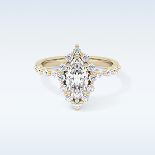 0.82 CT Halo & Pave Engagement Ring Featuring Marquise Moissanite