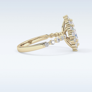 0.82 CT Halo & Pave Engagement Ring Featuring Marquise Moissanite