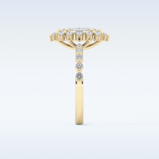 0.82 CT Halo & Pave Engagement Ring Featuring Marquise Moissanite