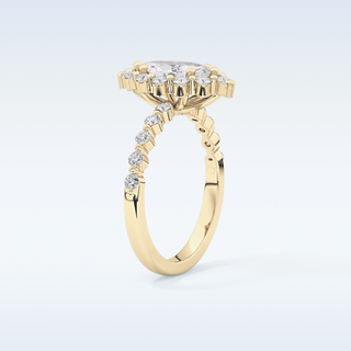 0.82 CT Halo & Pave Engagement Ring Featuring Marquise Moissanite