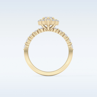 0.82 CT Halo & Pave Engagement Ring Featuring Marquise Moissanite