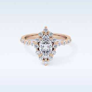 0.82 CT Halo & Pave Engagement Ring Featuring Marquise Moissanite