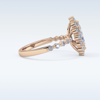 0.82 CT Halo & Pave Engagement Ring Featuring Marquise Moissanite