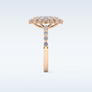 0.82 CT Halo & Pave Engagement Ring Featuring Marquise Moissanite