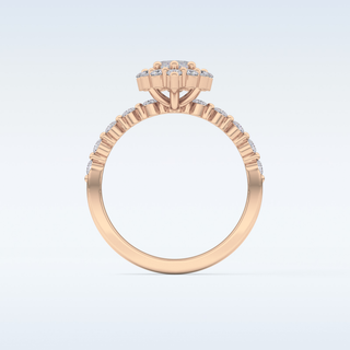 0.82 CT Halo & Pave Engagement Ring Featuring Marquise Moissanite