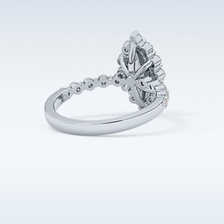 0.82 CT Halo & Pave Engagement Ring Featuring Marquise Moissanite