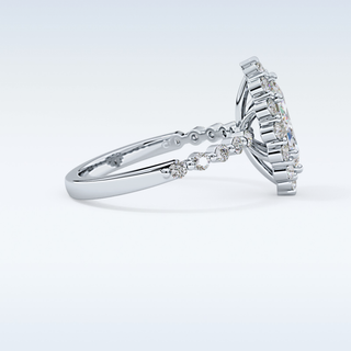 0.82 CT Halo & Pave Engagement Ring Featuring Marquise Moissanite