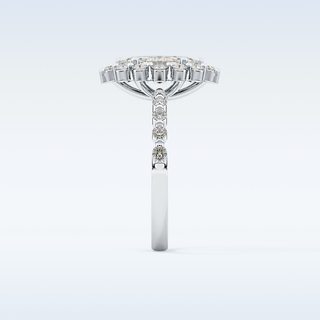 0.82 CT Halo & Pave Engagement Ring Featuring Marquise Moissanite