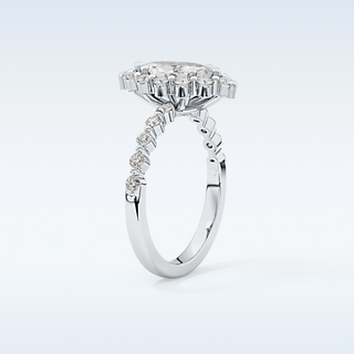 0.82 CT Halo & Pave Engagement Ring Featuring Marquise Moissanite
