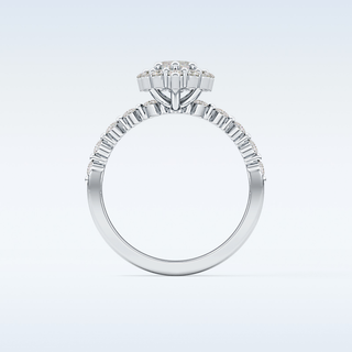 0.82 CT Halo & Pave Engagement Ring Featuring Marquise Moissanite