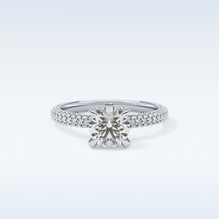 1.03 CT Halo & Pave Engagement Ring Featuring Round Moissanite
