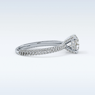 1.03 CT Halo & Pave Engagement Ring Featuring Round Moissanite