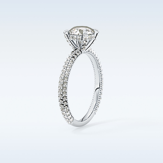 1.03 CT Halo & Pave Engagement Ring Featuring Round Moissanite