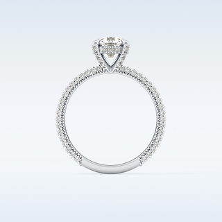 1.03 CT Halo & Pave Engagement Ring Featuring Round Moissanite