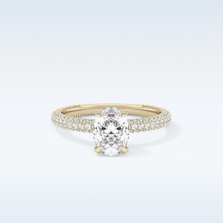 0.83 CT Hidden Halo & Pave Engagement Ring Featuring Oval Moissanite
