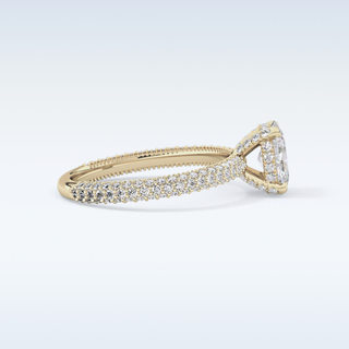 0.83 CT Hidden Halo & Pave Engagement Ring Featuring Oval Moissanite