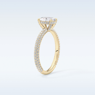 0.83 CT Hidden Halo & Pave Engagement Ring Featuring Oval Moissanite