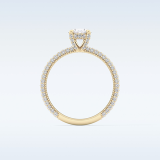 0.83 CT Hidden Halo & Pave Engagement Ring Featuring Oval Moissanite