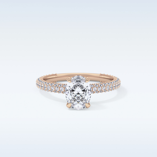 0.83 CT Hidden Halo & Pave Engagement Ring Featuring Oval Moissanite