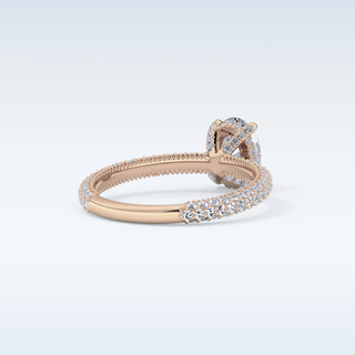 0.83 CT Hidden Halo & Pave Engagement Ring Featuring Oval Moissanite