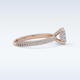 0.83 CT Hidden Halo & Pave Engagement Ring Featuring Oval Moissanite
