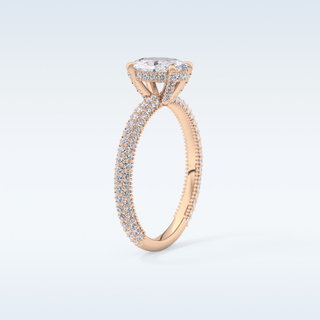 0.83 CT Hidden Halo & Pave Engagement Ring Featuring Oval Moissanite