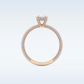 0.83 CT Hidden Halo & Pave Engagement Ring Featuring Oval Moissanite