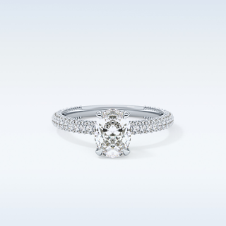 0.83 CT Hidden Halo & Pave Engagement Ring Featuring Oval Moissanite