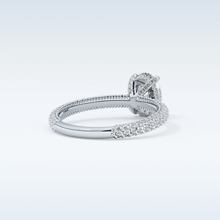 0.83 CT Hidden Halo & Pave Engagement Ring Featuring Oval Moissanite