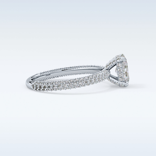 0.83 CT Hidden Halo & Pave Engagement Ring Featuring Oval Moissanite