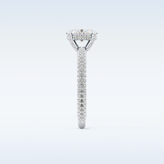 0.83 CT Hidden Halo & Pave Engagement Ring Featuring Oval Moissanite