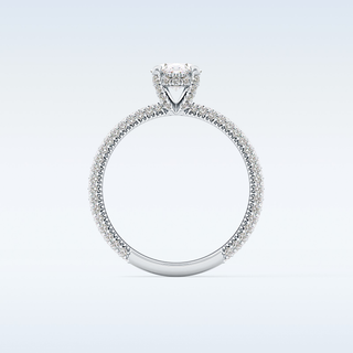 0.83 CT Hidden Halo & Pave Engagement Ring Featuring Oval Moissanite