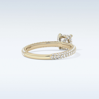 0.86 CT Hidden Halo & Pave Engagement Ring Featuring Cushion Moissanite