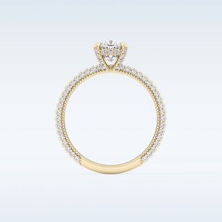 0.86 CT Hidden Halo & Pave Engagement Ring Featuring Cushion Moissanite