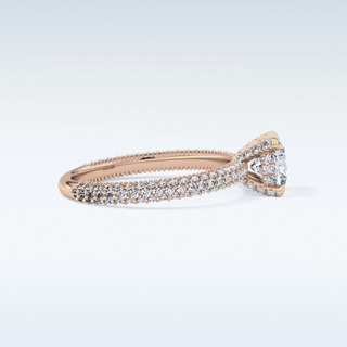 0.86 CT Hidden Halo & Pave Engagement Ring Featuring Cushion Moissanite