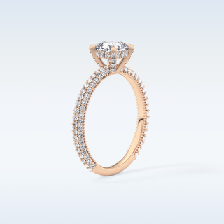 0.86 CT Hidden Halo & Pave Engagement Ring Featuring Cushion Moissanite