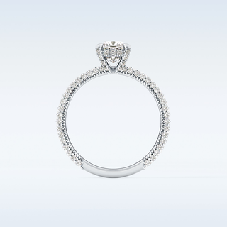 0.86 CT Hidden Halo & Pave Engagement Ring Featuring Cushion Moissanite