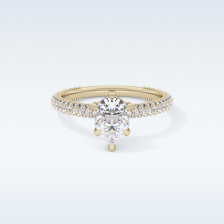0.81 CT Hidden Halo & Pave Engagement Ring Featuring Pear Moissanite