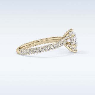 0.81 CT Hidden Halo & Pave Engagement Ring Featuring Pear Moissanite