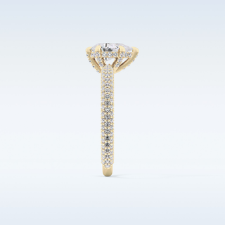 0.81 CT Hidden Halo & Pave Engagement Ring Featuring Pear Moissanite