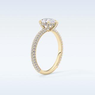 0.81 CT Hidden Halo & Pave Engagement Ring Featuring Pear Moissanite
